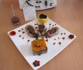 Ballottines de filet mignon sauce crapaudine et ses petits légumes d’antan