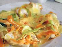 Blancs de poulet aux tagliatelles de carottes et courgettes