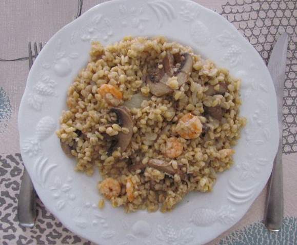 Blésotto champignons crevettes