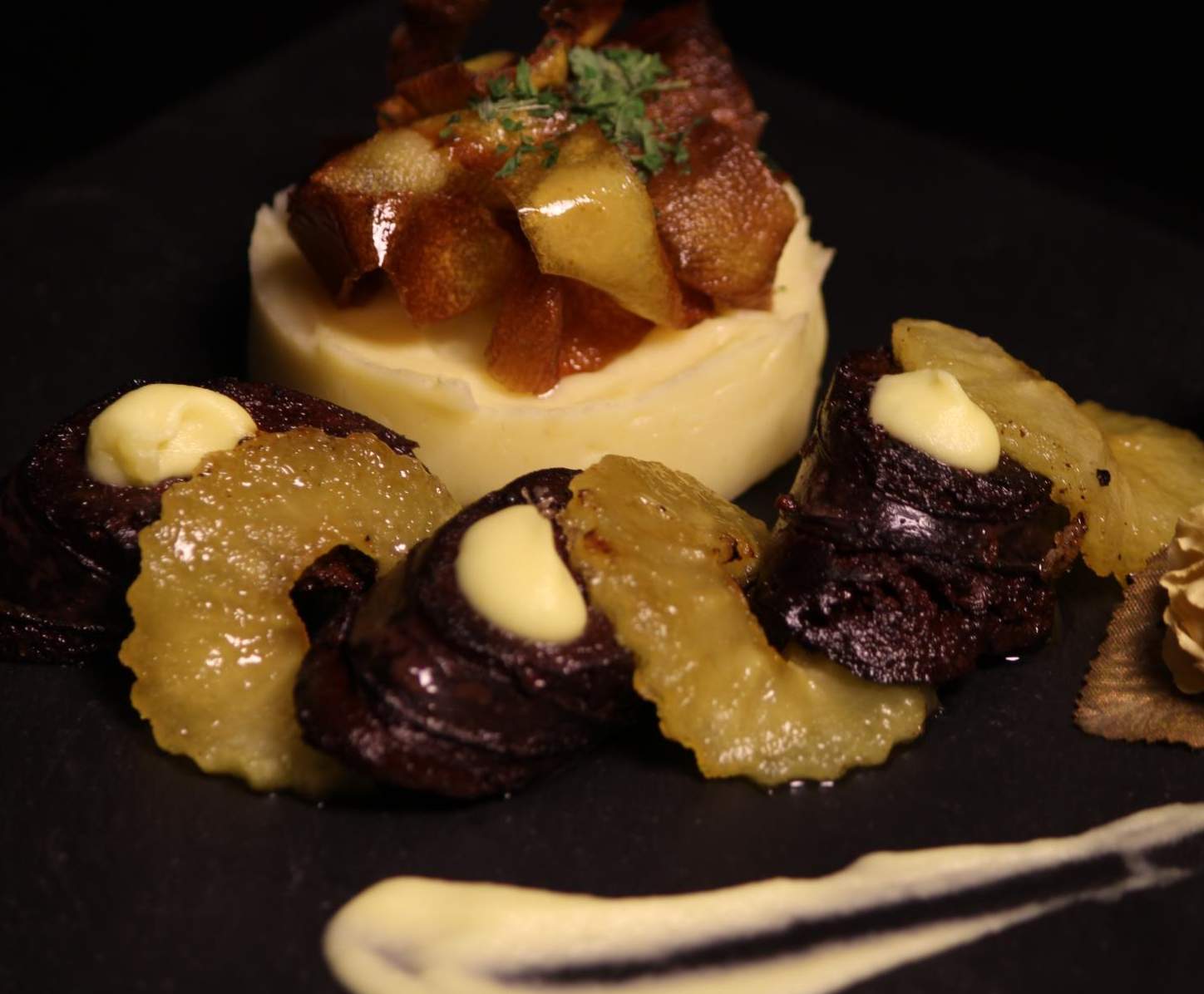 Boudin Noir aux pommes, Mousseline de pomme de terre