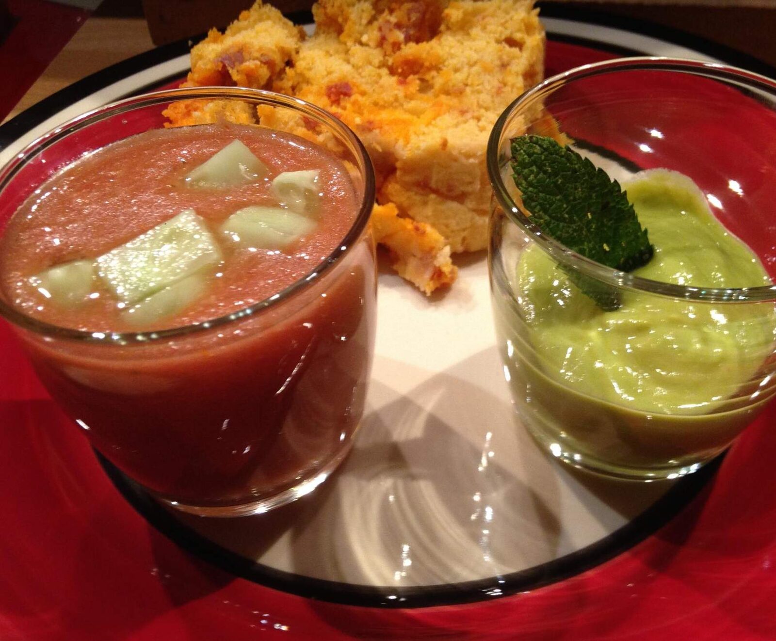 Brioche au chorizo et 3 gaspachos