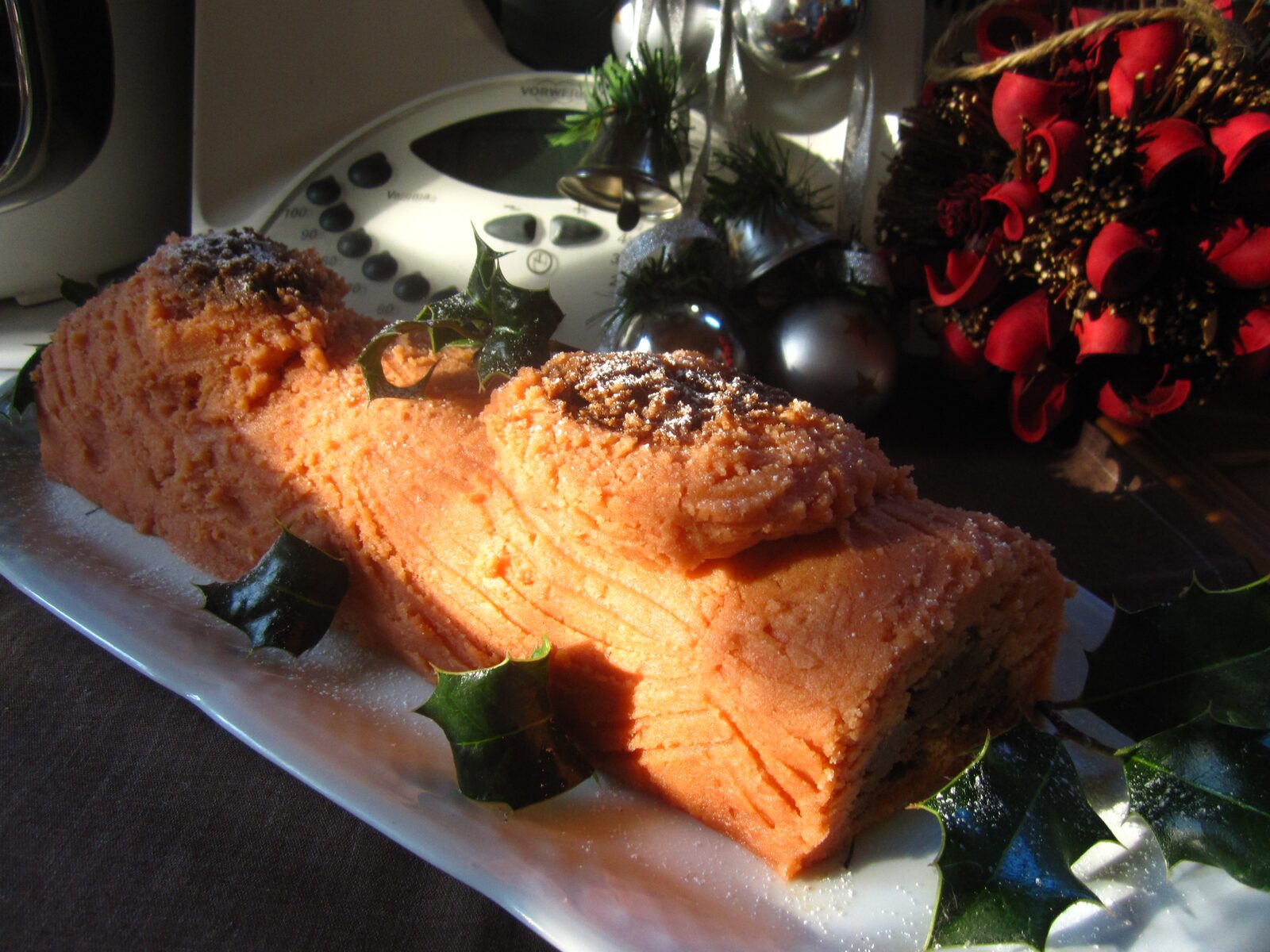 Bûche en habit rose