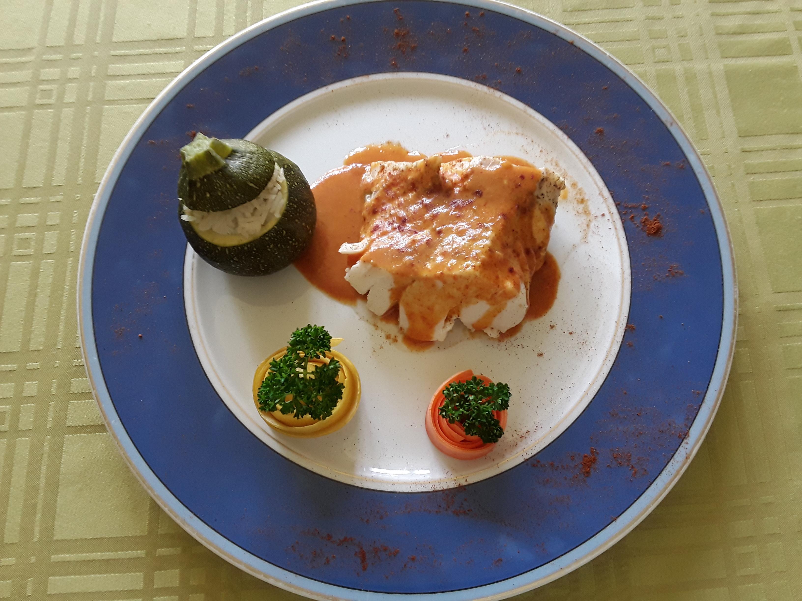 Cabillaud en habit rouge