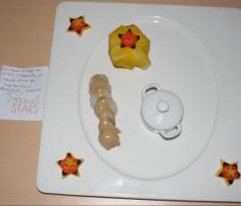 Cabillaud « encagé » au piment d’Espelette et chaud froid de topinambour