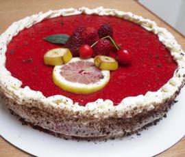 Chiboust au citron sur financier framboise