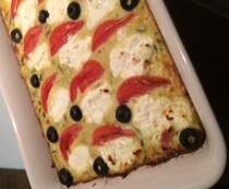 Clafoutis aux courgettes, tomates cerises et chèvre frais