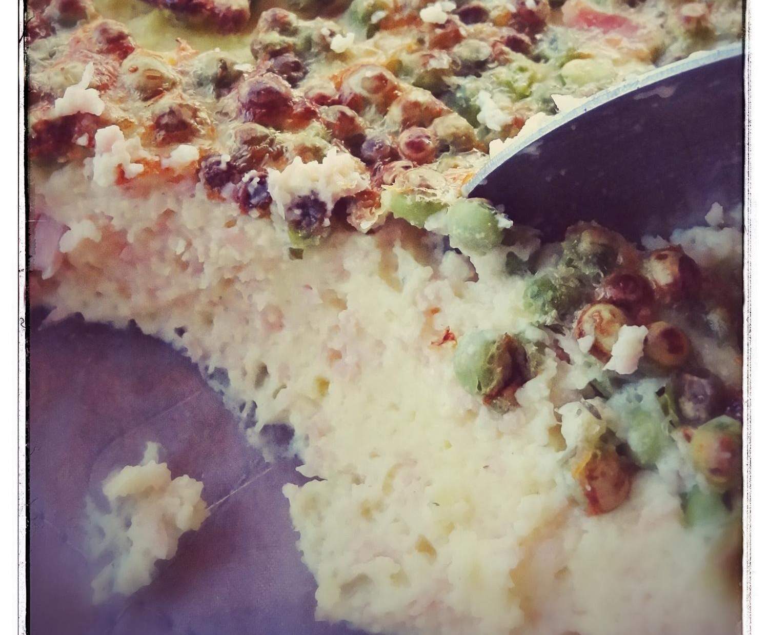 Clafoutis de petits pois, jambon et Boursin