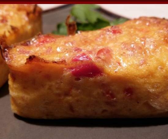 Clafoutis de poivron rouge et jambon fumé