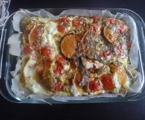 Clafoutis de tomates cerises au chèvre