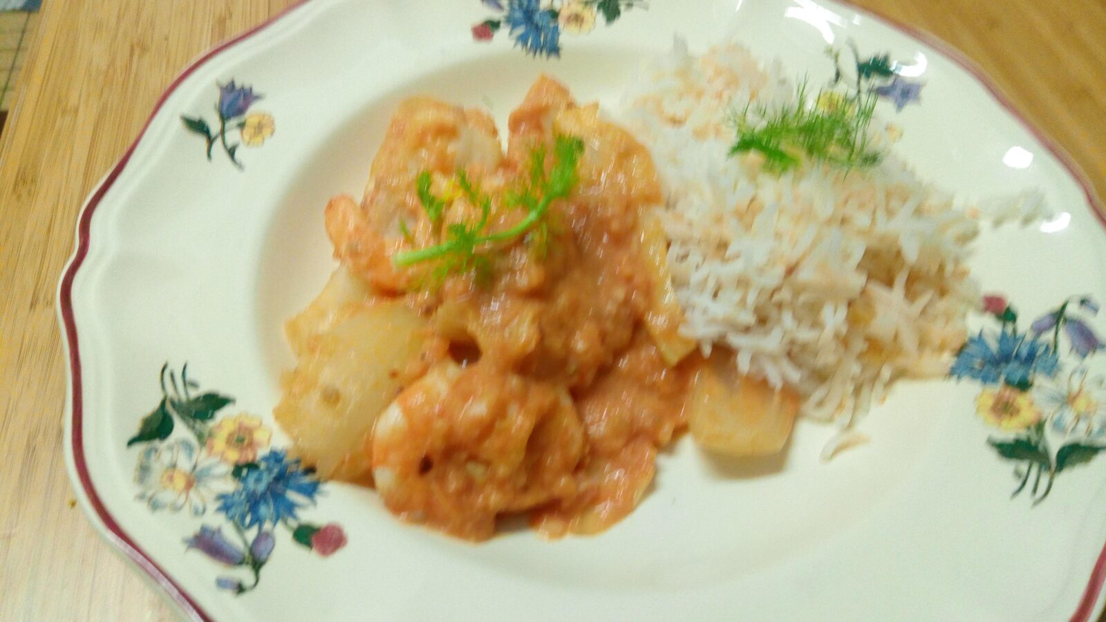 COCOTTE DE CREVETTES AU FENOUIL(recette à indice glycémique bas)