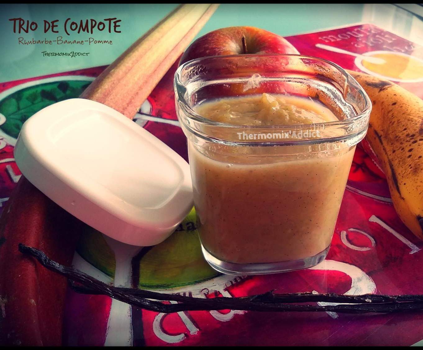 Compote rhubarbe pomme-bananes