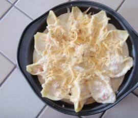 Conchigliati farci aux crevettes sauce curry lait de coco