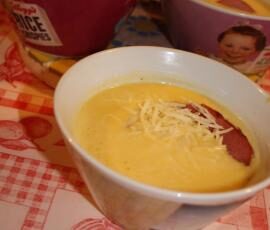 Crème topinambours au cheddar et bacon grillé