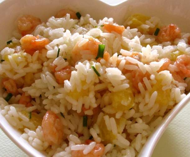 Crevettes et riz à l'exotique