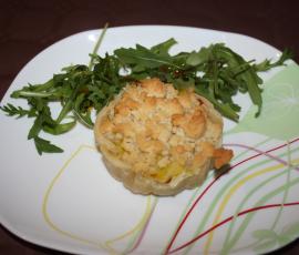 Crumble aux poireaux et saumon