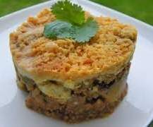 Crumble d'aubergine et sa viande hachée