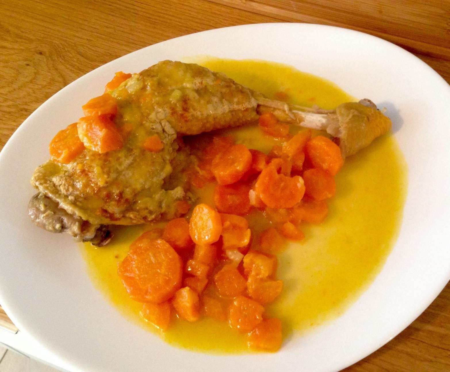 Cuisses de poulet à la moutarde et ses légumes