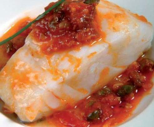 Dos de cabillaud et sa sauce poivronnée