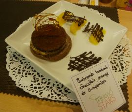 Entremet fondant chocolat, orange et gingembre