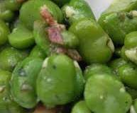 Fèves fraîches lardons moutarde