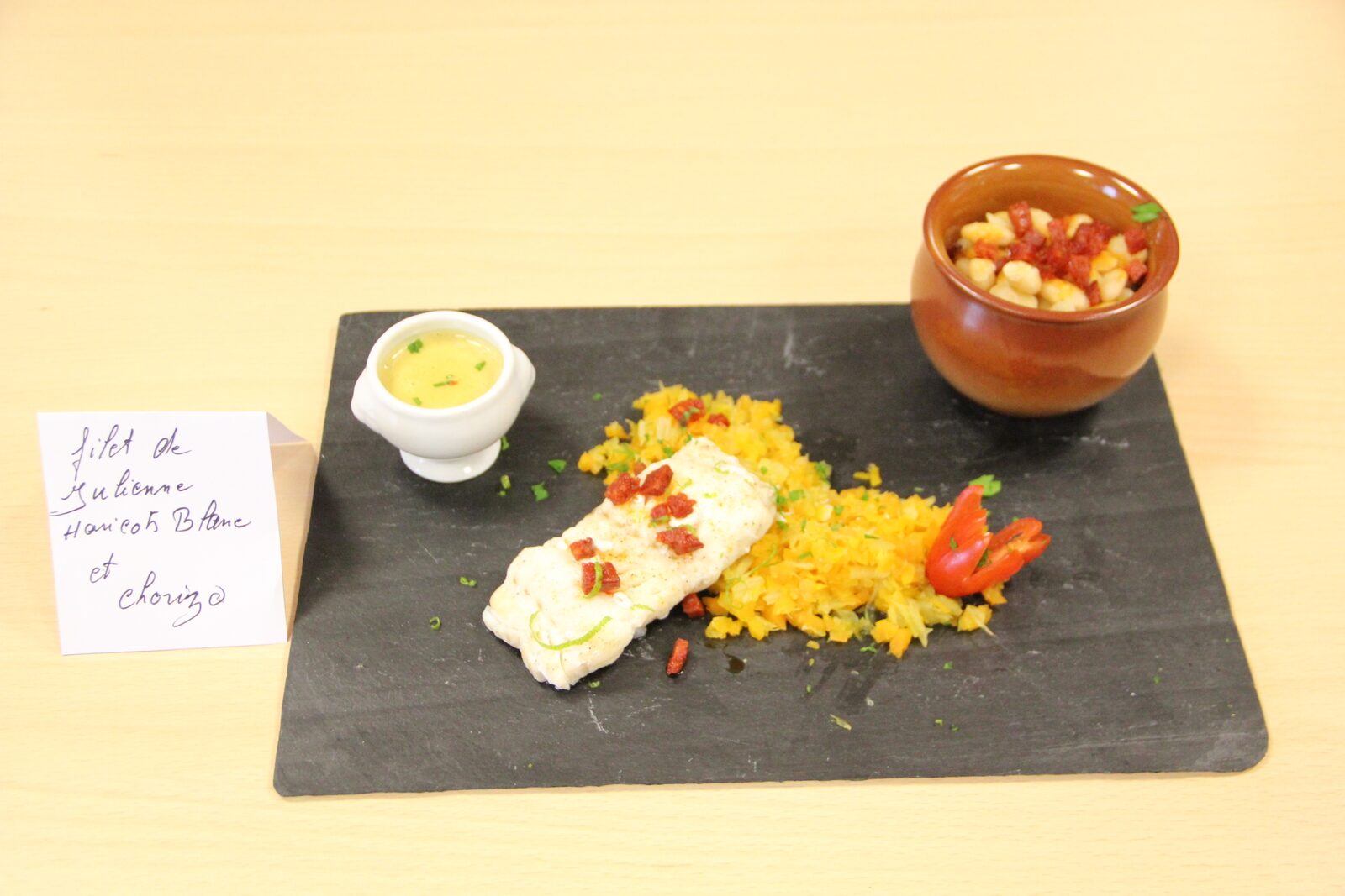 filet de julienne haricots blanc de vendée et chorizo