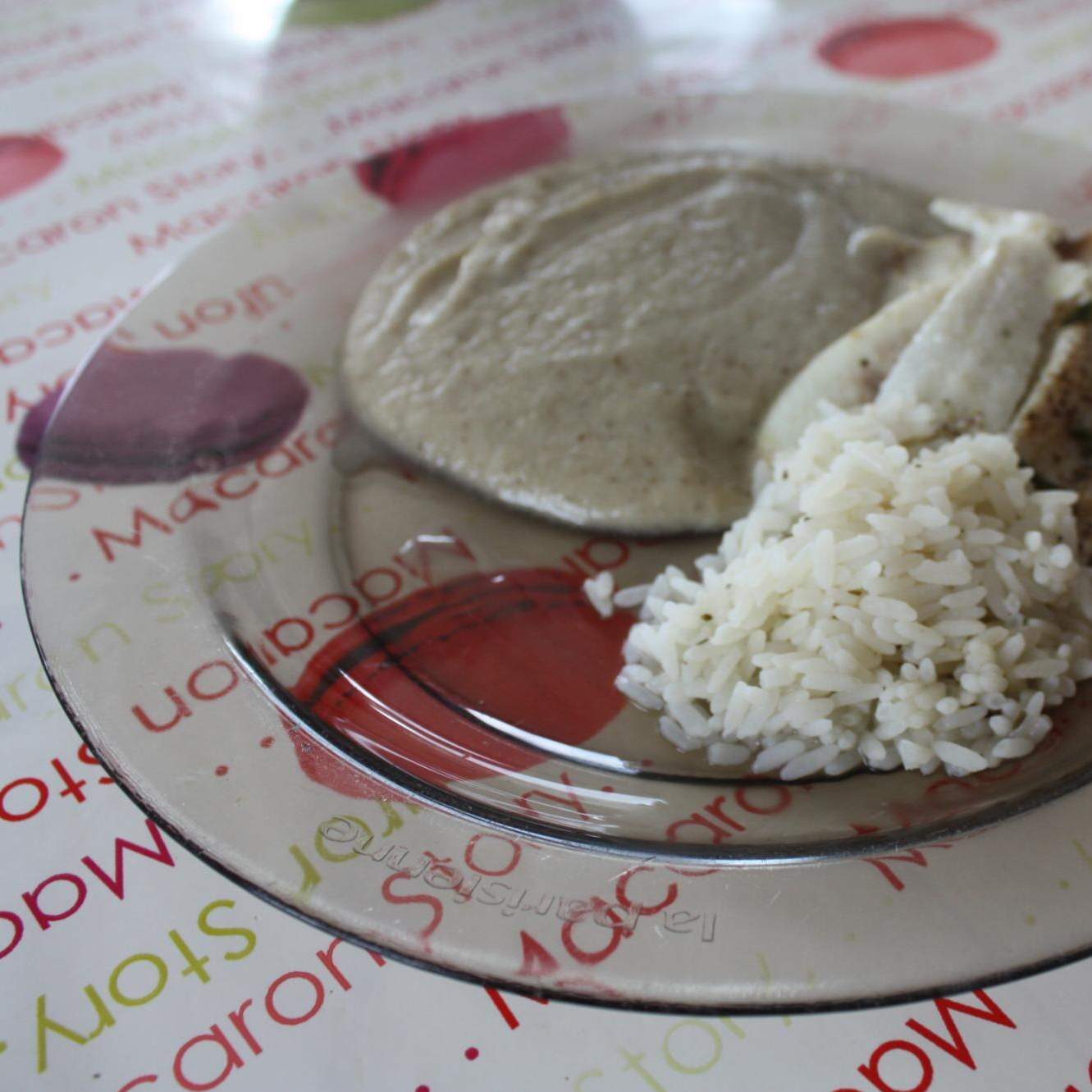 Filets de sole à la purée d'aubergines/saveur basilic
