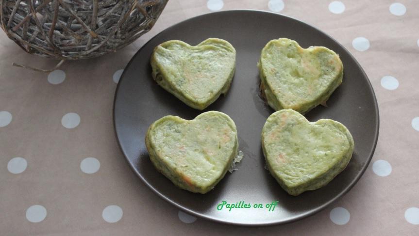 Flans de poireaux, saumon fumé et mozzarella