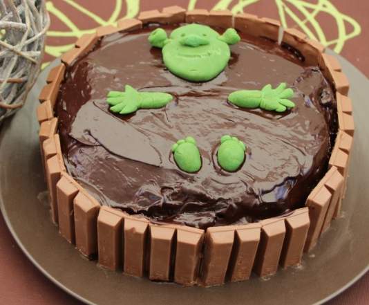 gâteau bain de boue de Shrek, gâteau chocolat, ganache chocolat