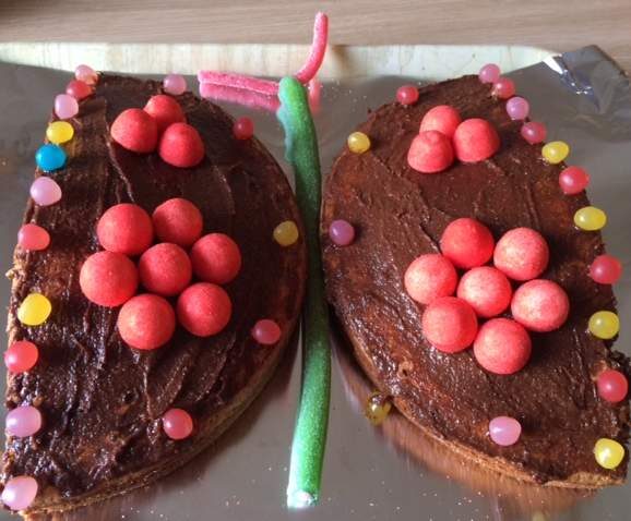 gateau d'anniversaire papillon - gateau au beurre et aux amandes