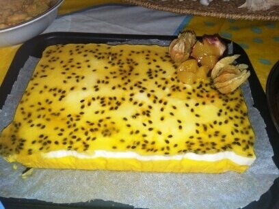 Gateau mangue vanille passion