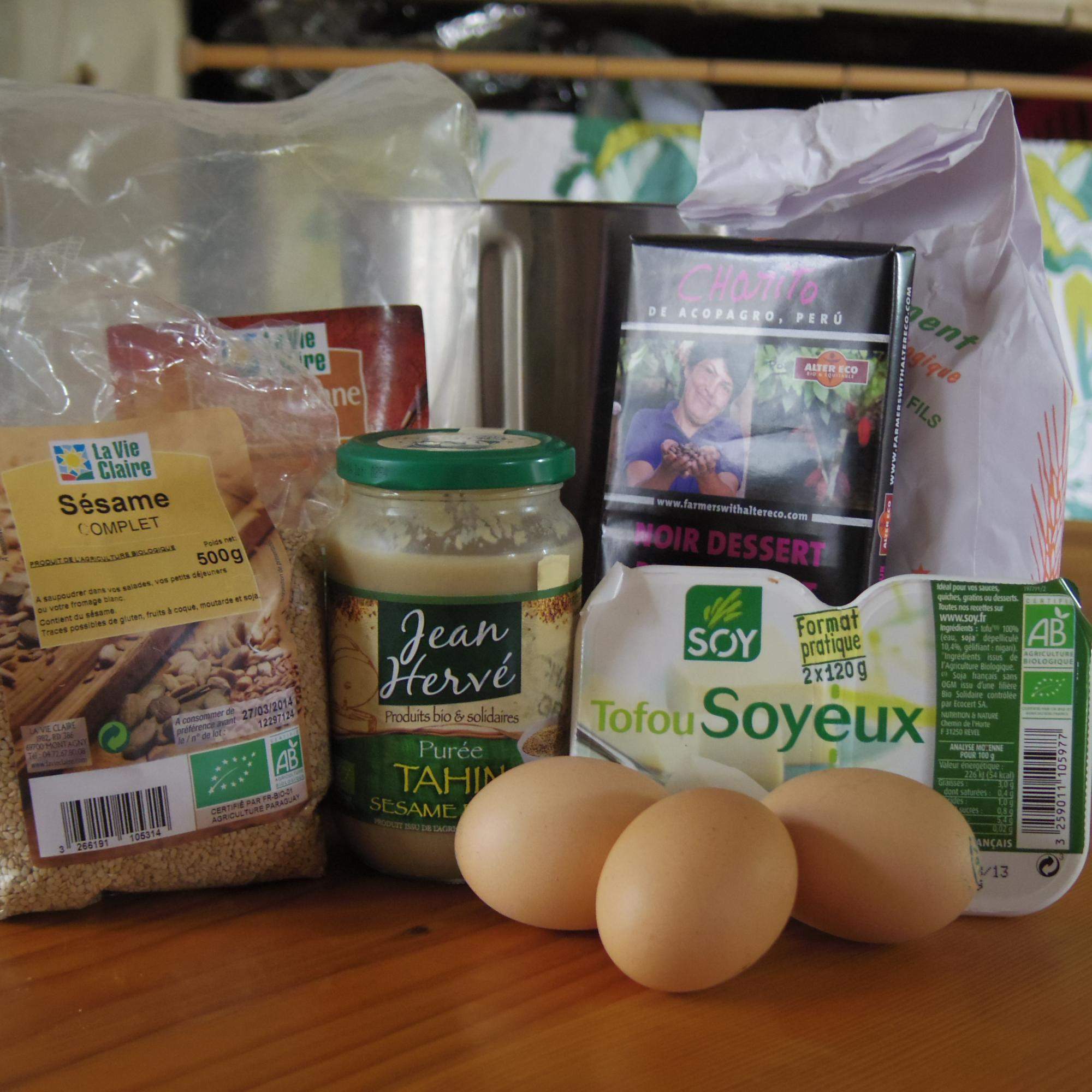 gateau moelleux choco- tofu-sésame