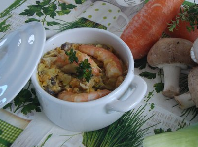 GRATIN DE CREVETTES AUX LEGUMES