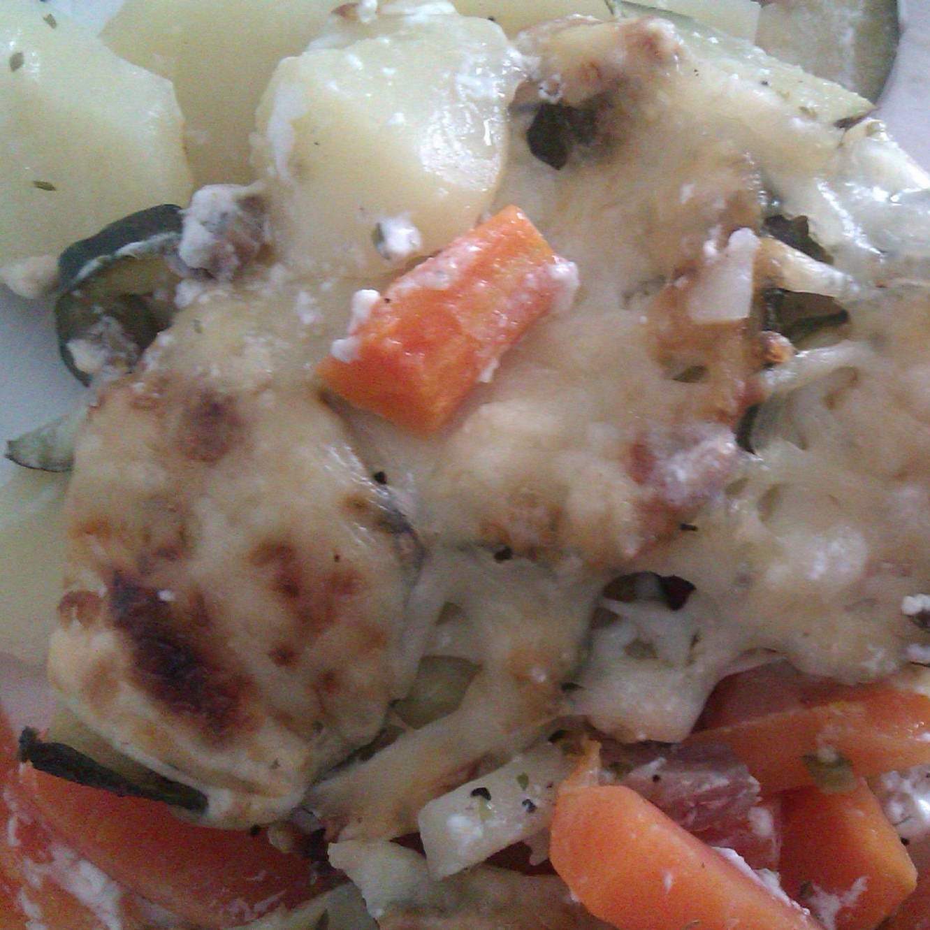 Gratin de légumes aux lardons