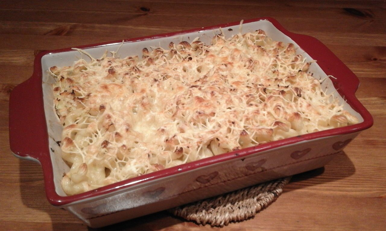 Gratin de pâtes aux courgettes et saumon