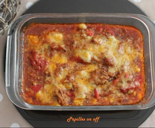 Gratin de poivrons à la bolognaise