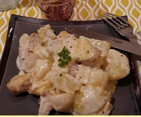 Gratin de pommes de terre et filet de dinde