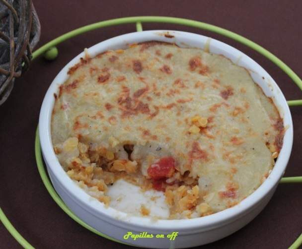 Hachis parmentier végétarien aux lentilles corail