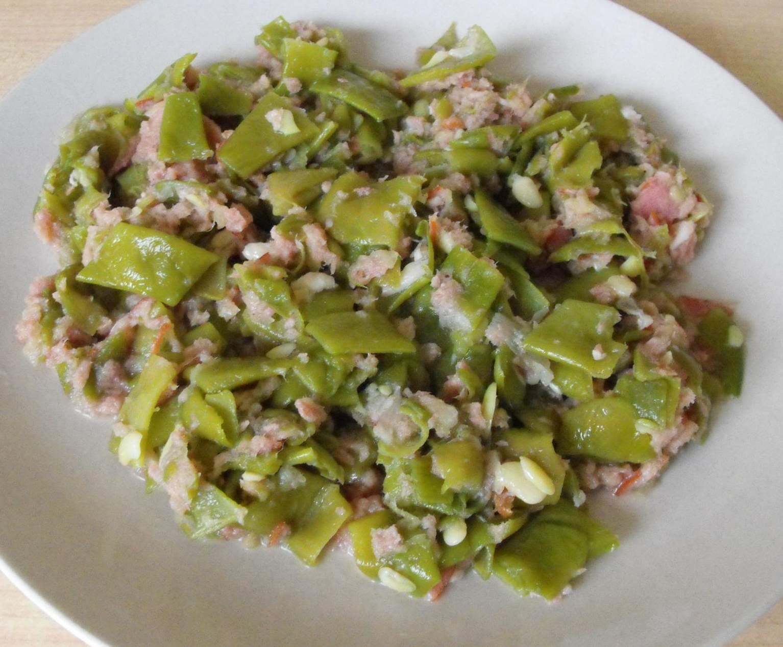 Haricots plats au bacon