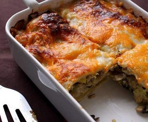 Lasagne au poisson blanc, béchamel et champignons