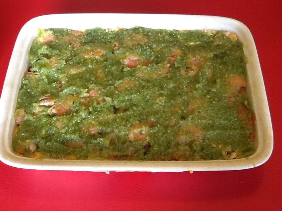 Lasagnes aux deux saumons en croute de pistou