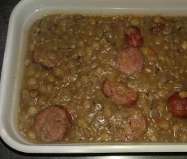 Lentilles aux saucisses de Montbéliard à ma façon