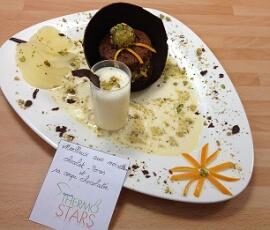 Moelleux aux noisettes chocolat-poires et sa coupe chocolatée