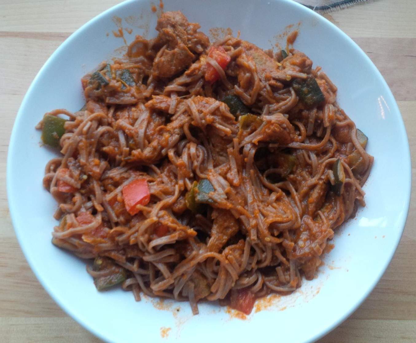 Nouilles Chinoises aux Aiguillettes de canard et curry