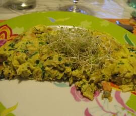 Omelette au crabe et aux coques