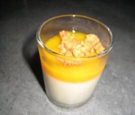 Panacotta à la vanille/mangue et son crumble au spéculoos