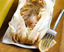 Papillotte de poisson au gingembre & sauce soja