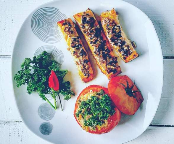 Pavés de saumon gratinés aux champignons et tomates provençales (Tupperware)