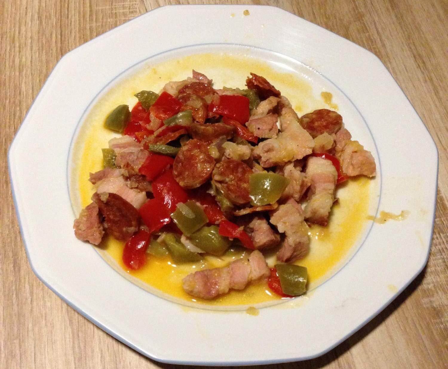 Poitrine fumée aux poivrons et chorizo