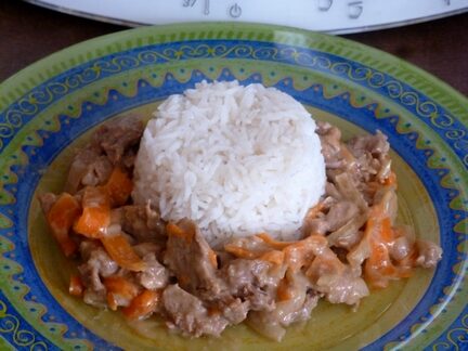 Porc à la citronnelle / dessert Flanc vanille-caramel