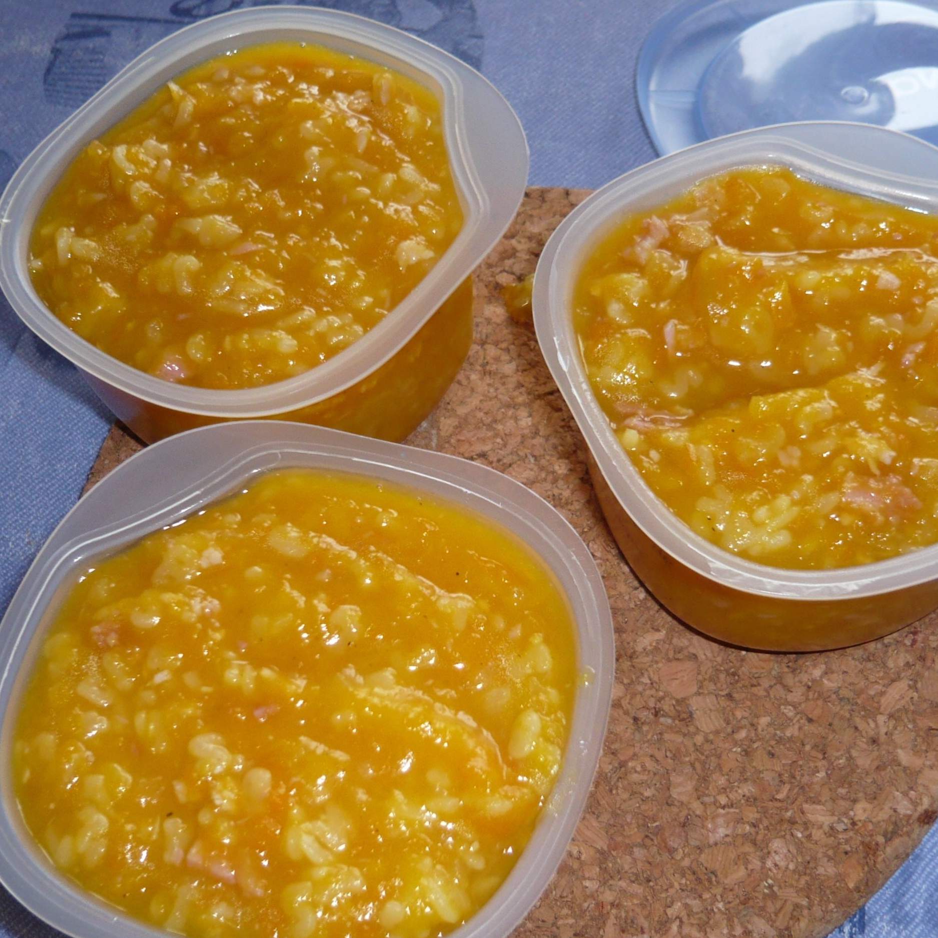 Potiron, carotte, riz, jambon (pour bébé)